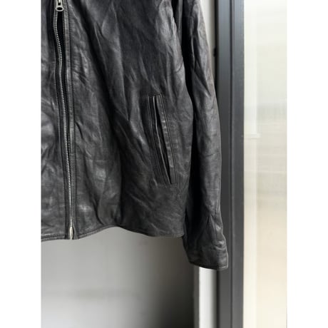 Double zipper Black Leather Jacket