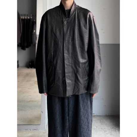 1990's Lamb leather 2way collar relaxing jacket