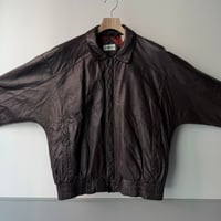 1990's Brown leather dolman sleeve zip-up jacket