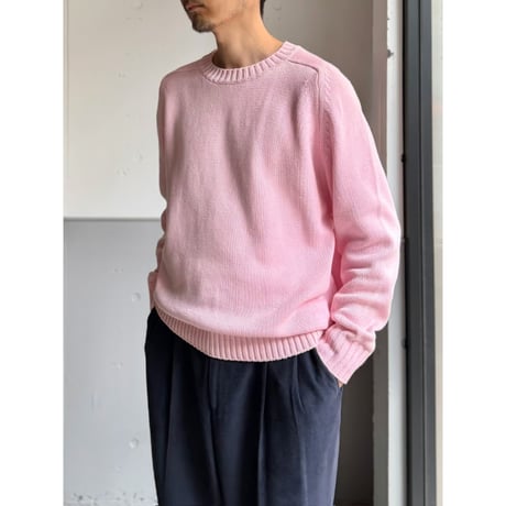 1980's-1990's "L.L.Bean" Saddle shoulder sleeve cotton knit sweater