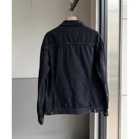 2000's "MARITHÉ FRANÇOIS GIRBAUD" Front Pleats / X Pocket Design Black Denim Trucker Jacket