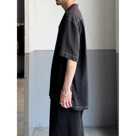2000's〜 Silk fabric open collar short sleeve shirt