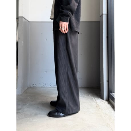 1990's-2000's Rayon blend inverted pleats & stripe wide silhouette slacks pants