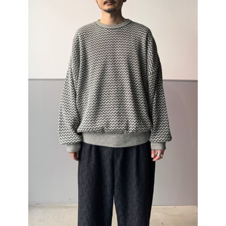 1990's ITALY MADE Cotton Blend Geometric Pattern Knit Sweater