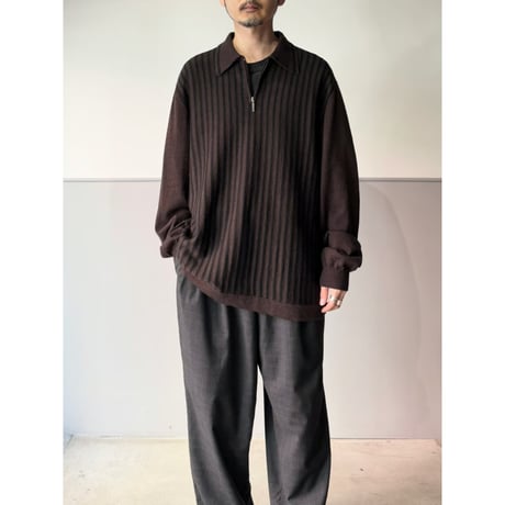 1990's-2000's ITALY MADE Stripe pattern half-zip knit pullover shirt