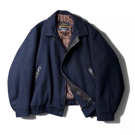 1980's-1990's "TEMPO EUROPA by LONDON FOG" CANADA MADE Leather switching design wool blend jacket
