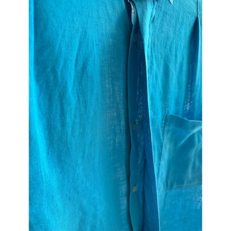 1980's-1990's "RICK PALLACK" Linen fabric pleated design shirt