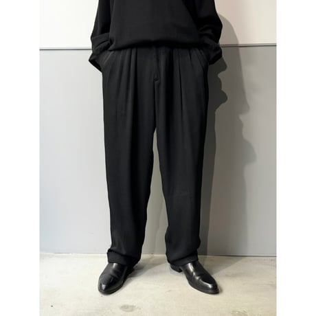 1990's USA MADE Rayon / Acetate jaquard fabric 4tuck slacks pants