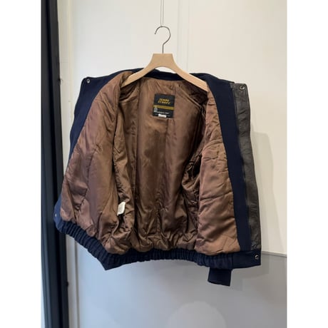 1980's-1990's "TEMPO EUROPA by LONDON FOG" CANADA MADE Leather switching design wool blend jacket