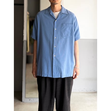 2000's "TOMMY HILFIGER" Panama weave open collar short sleeve shirt