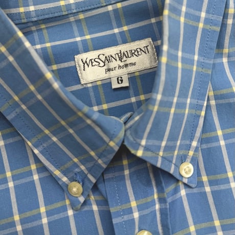 1990's-2000's "YVES SAINT LAURENT pour homme" Plaid patterned short sleeve shirt