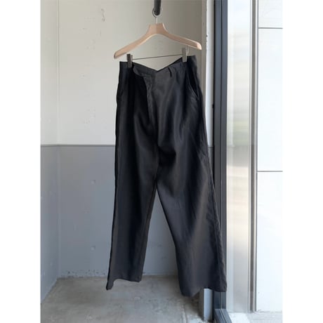 2000's Black linen fabric wide silhouette slacks pants