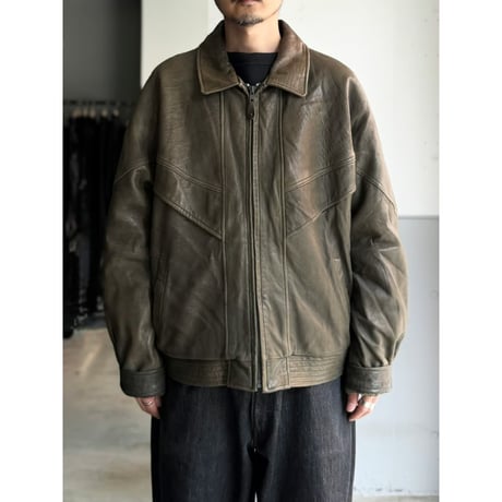 1980's-Early 1990's "Clipper Mist" Sun faded green leather dolman sleeve jacket