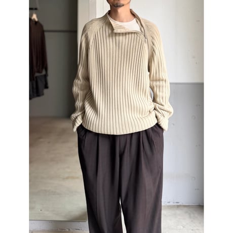 2000's〜 Asymmetrical zipper design rib knit sweater