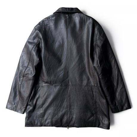 1990's-2000's Black Leather Double Zipper Coat