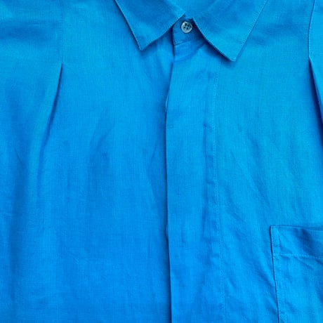 1980's-1990's "RICK PALLACK" Linen fabric pleated design shirt