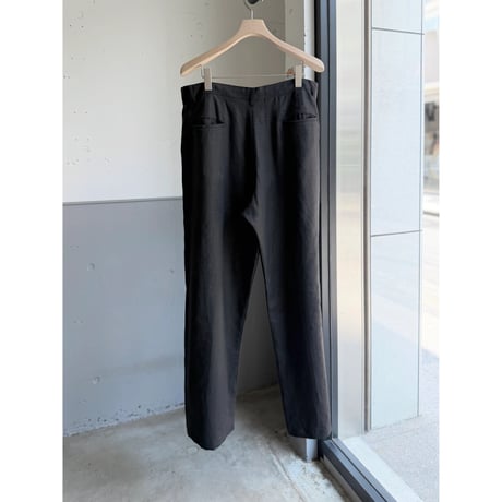 2000's Black linen fabric wide silhouette slacks pants