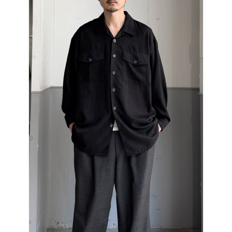 2000's Micro polyester suede fabric open collar long sleeve shirt