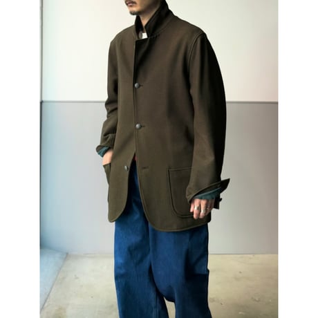 1990's "ARMANI JEANS" Wool blend four button padding jacket