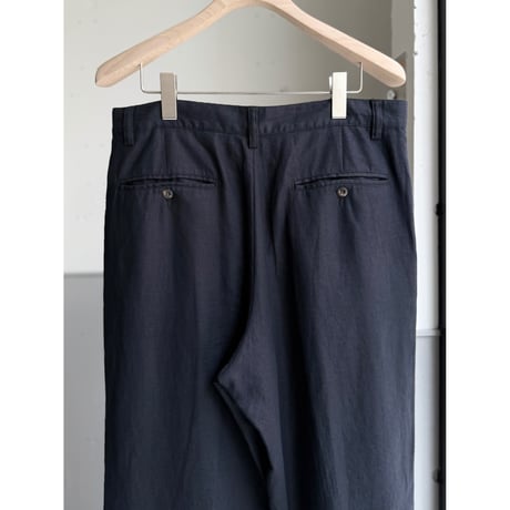 2000's "Eddie Bauer" Navy linen fabric 2tuck slacks pants