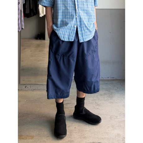 2000's "NIKE" Double-zipper design wide silhouette cropped pants