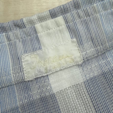 1980's sheer fabric plaid patterned short sleeve shirt