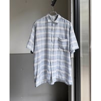 1980's sheer fabric plaid patterned short sleeve shirt