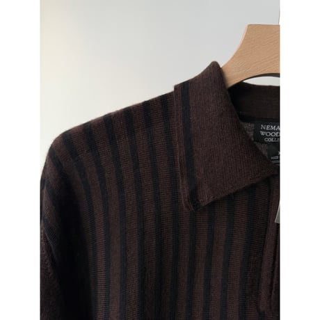 1990's-2000's ITALY MADE Stripe pattern half-zip knit pullover shirt