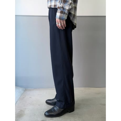 1990's USA MADE "Polo by Ralph Lauren" Navy wool fabric Intuck slacks pants