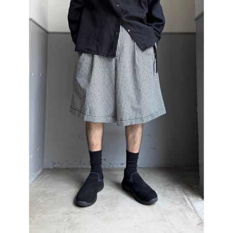 1990's "Liz sport" Cotton fabric gingham checked 2tuck shorts
