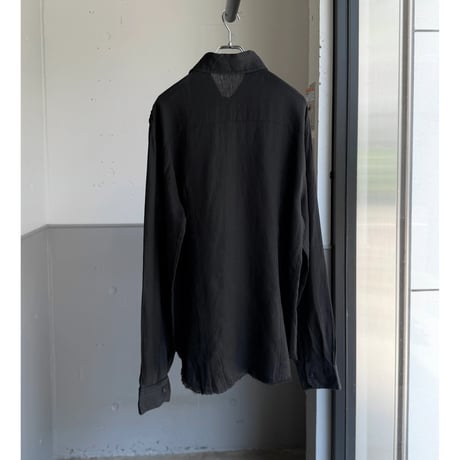 2000's 12tuck & Painted Black linen fabric shirt