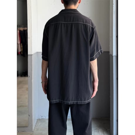 2000's〜 Silk fabric open collar short sleeve shirt