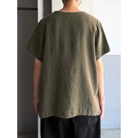 2000's "FLAX" Linen fabric pullover short sleeve shirt