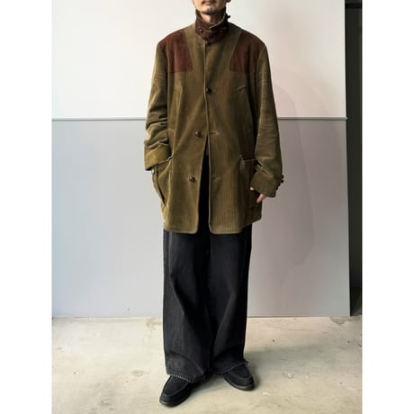 1990's-2000's "Polo by Ralph Lauren" Leather Switching Design 4pocket Corduroy Jacket