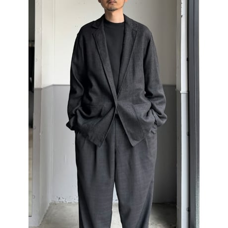 1990's Black nep silk fabric relaxing tailored jacket