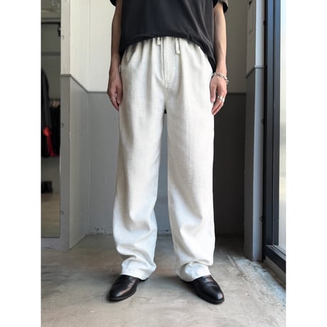 1990's White × Blue Ikat patterned relaxing slacks pants