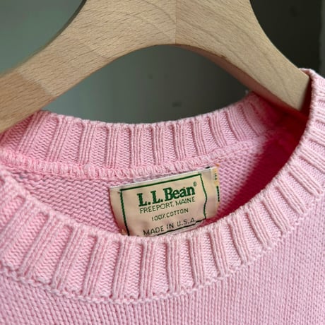 1980's-1990's "L.L.Bean" Saddle shoulder sleeve cotton knit sweater