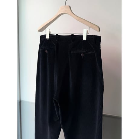 1990's "nautica" Blue-black corduroy 2tuck slacks pants
