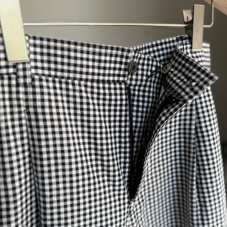 1990's "Liz sport" Cotton fabric gingham checked 2tuck shorts
