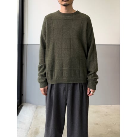 1990's-2000's 2Ply Cashmere plaid patterned crew neck knit sweater