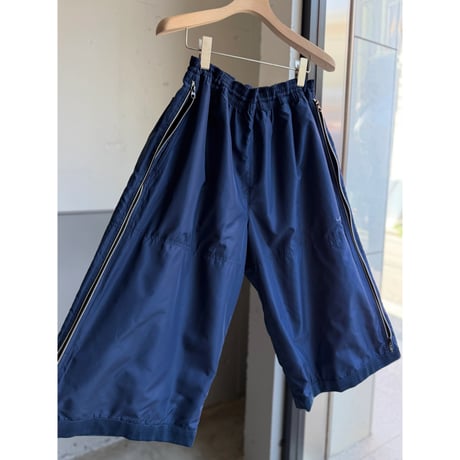 2000's "NIKE" Double-zipper design wide silhouette cropped pants