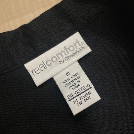 2000's Black linen fabric short length 4pocket jacket