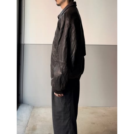 1990's-2000's Brown leather raglan sleeve drizzler jacket