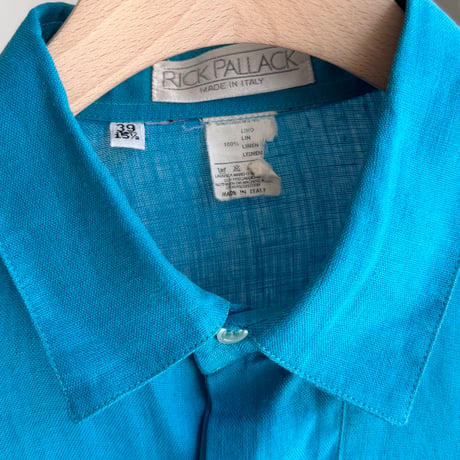 1980's-1990's "RICK PALLACK" Linen fabric pleated design shirt