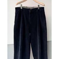 1990's "nautica" Blue-black corduroy 2tuck slacks pants