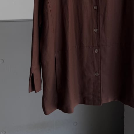 1990's-2000's Linen × Rayon Fabric Open Collar Shirt With Pocket