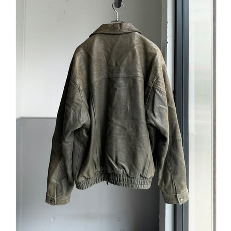 1980's-Early 1990's "Clipper Mist" Sun faded green leather dolman sleeve jacket