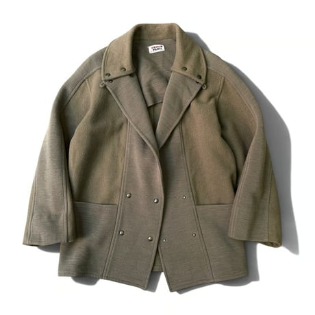〜1990's Wool × Ribbed Jersey Switching Fabric Design Loop Collar Jacket