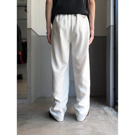1990's White × Blue Ikat patterned relaxing slacks pants