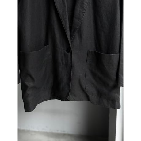 Early 1990's Black linen fabric relaxing tailored jacket